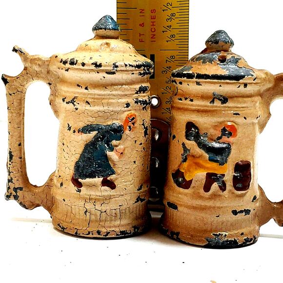 Stein Salt And Pepper Shakers w/ Corks 2 1/4" Metal - Picture 2 of 6